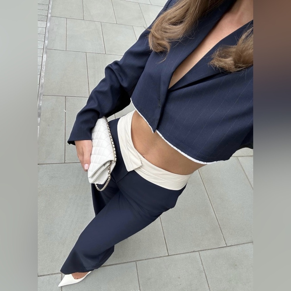 NWT‼️ CONTRAST WAIST STRAIGHT LEG PANTS